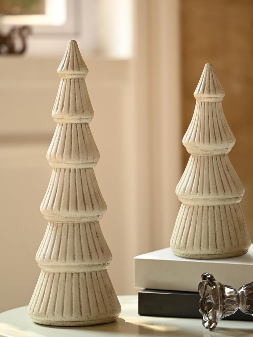 Wooden Christmas Tree Figurine Decor for Table Centerpieces